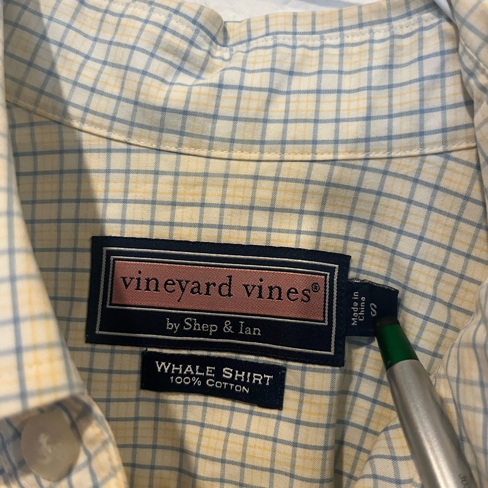 Vineyard Vines Men Size S Shep & Ian Whale Shirt L/S Button Down Blue Check EUC - Picture 2 of 5